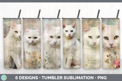 Bundle of six Decoupage White Cats Tumbler designs.