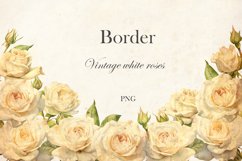 Vintage White roses border