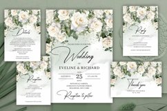 Boho english white roses eucalyptus wedding invitation #157 Product Image 1