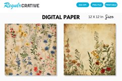Vintage Wildflower Seamless Digital Paper Product Image 1