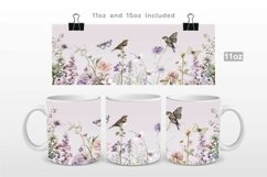 Vintage Wildflowers and Birds Mug Wrap