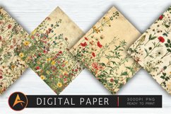 Vintage Wildflowers Digital Paper Product Image 1