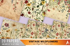 Vintage Wildflowers Digital Paper Bundle Product Image 1
