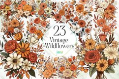 Vintage Wildflowers Sublimation Clipart Product Image 1