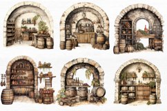 Vintage Wine Cellar Watercolor Sublimation clipart Product Image 3