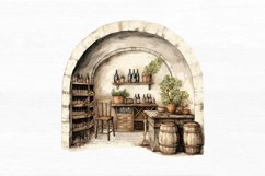 Vintage Wine Cellar Watercolor Sublimation clipart Product Image 4