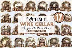 Vintage Wine Cellar Watercolor Sublimation clipart Product Image 1