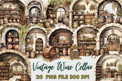 Vintage Wine Cellar Watercolor Sublimation clipart Product Image 1