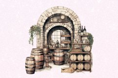 Vintage Wine Cellar Watercolor Sublimation clipart Product Image 6