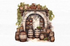 Vintage Wine Cellar Watercolor Sublimation clipart Product Image 8