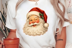 Vintage Winking Santa Face Christmas PNG Design Product Image 2