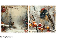 Christmas Birds Digital Papers | Vintage Winter Backgrounds Product Image 2