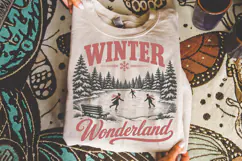 Vintage Winter Wonderland Design PNG,Ice Skating PNG Product Image 2
