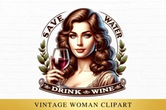 Retro woman clipart, Retro woman sublimation Product Image 1