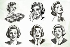 Vintage Woman Crying Sublimation Clipart Product Image 4