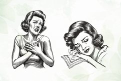 Vintage Woman Crying Sublimation Clipart Product Image 2