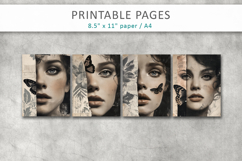 Vintage Woman Butterfly Junk Journal, Antique Paper Texture Product Image 2