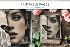 Vintage Woman Butterfly Junk Journal, Antique Paper Texture Product Image 3