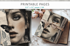 Vintage Woman Butterfly Junk Journal, Antique Paper Texture Product Image 4