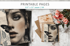 Vintage Woman Butterfly Junk Journal, Antique Paper Texture Product Image 5
