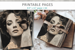 Vintage Woman Butterfly Junk Journal, Mixed Media Art Product Image 4