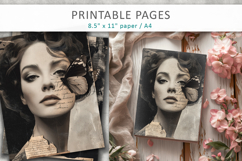 Vintage Woman Butterfly Junk Journal, Mixed Media Art Product Image 1