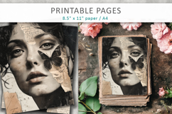 Vintage Woman Butterfly Junk Journal, Portrait Collage Product Image 3
