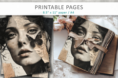 Vintage Woman Butterfly Junk Journal, Portrait Collage Product Image 1