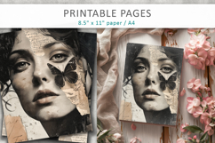 Vintage Woman Butterfly Junk Journal, Portrait Collage Product Image 5