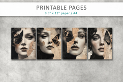 Vintage Woman Butterfly Junk Journal, collage sheet Product Image 2