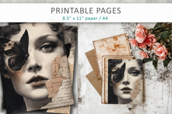 Vintage Woman Butterfly Junk Journal, collage sheet Product Image 4