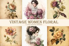 Vintage Women Floral - Set of 6 JPG Digital Papers Product Image 1