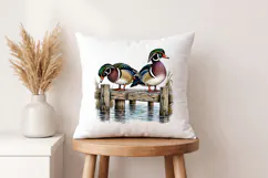 Vintage Wood Ducks on Pier PNG, Wildlife Hunting Design Product Image 4