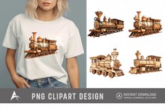 Watercolor Vintage Wooden Train Sublimation Clipart Product Image 1