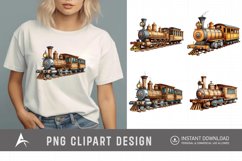 Watercolor Vintage Wooden Train Sublimation Clipart Product Image 1