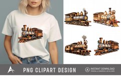 Watercolor Vintage Wooden Train Sublimation Clipart Product Image 1