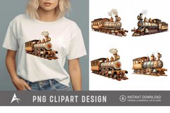 Watercolor Vintage Wooden Train Sublimation Clipart Product Image 1