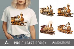 Watercolor Vintage Wooden Train Sublimation Clipart Product Image 1