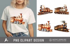 Watercolor Vintage Wooden Train Sublimation Clipart Product Image 1