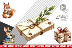 Vintage Woodland Post Office Clipart Product Image 1