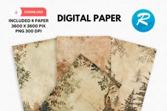 Vintage Woodland Digital Paper, Woodland Background Product Image 1