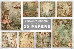 Vintage Woodland Seamless Fairy Junk Digital Paper Bundle Product Image 1