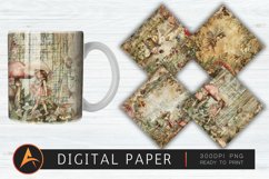 Vintage Woodland Seamless Fairy Junk Digital Paper PNG Product Image 1