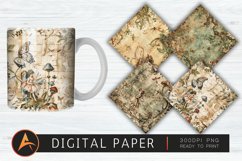 Vintage Woodland Seamless Fairy Junk Digital Paper PNG Product Image 1