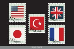 Vintage World Flags Postage Stamps Clipart Product Image 1