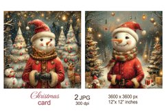 Cute Christmas Card, Snowman dressed like Santa scrapbook Product Image 1