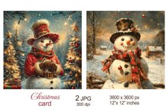 Cute Snowman Christmas Card, Christmas Junk Journal pages Product Image 1