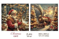 Santa and Express Train Christmas Card, Christmas scrapbook Product Image 1