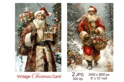Vintage Santa Christmas card, Santa Claus Junk Journal paper Product Image 1