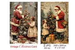 Vintage Santa Christmas card, Christmas Junk Journal pages Product Image 1
